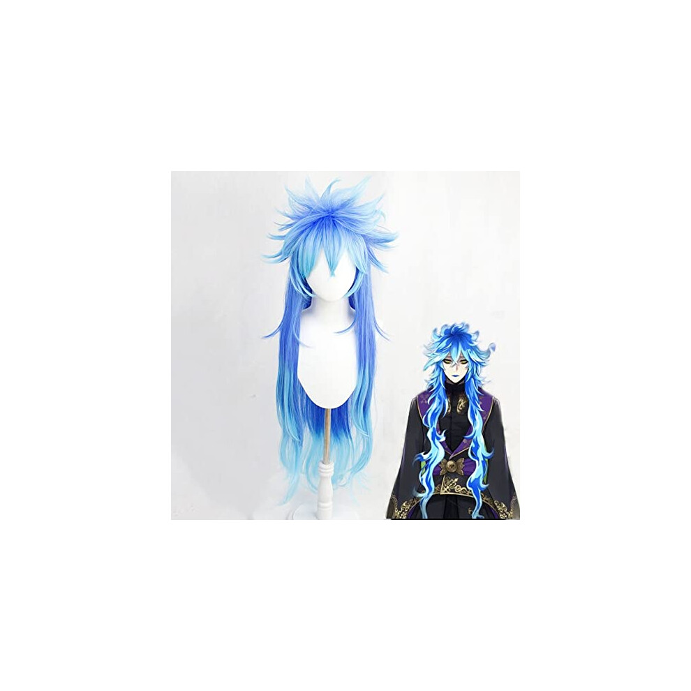 Cosplay Wig for TwistedWonderland Idia Shroud Blue Mixed Long Synthetic Heat Resistant Hair with Wig Cap