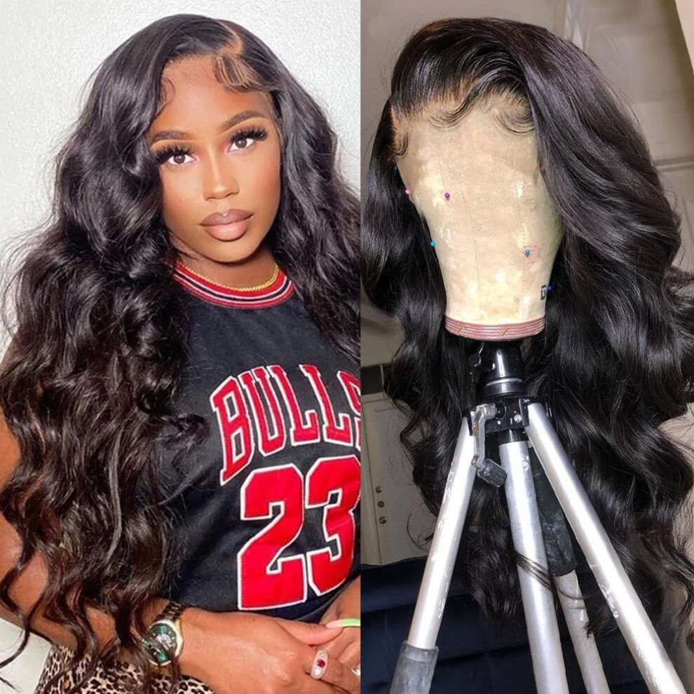 Unisex Brazilian Body Wave Lace Front Wig 13X4 Human Hair Pre Plucked 150% Density With Baby Hair