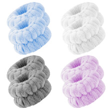 4 Pairs Microfiber Wrist Washbands for Face Washing Keeps Sleeves Dry Purple and Blue