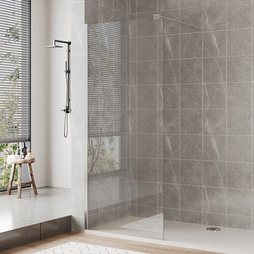 Living And Home 800x1900mm Walk-in Clear Glass Bath Shower Screen 1