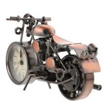 Vintage Motorcycle Clock with Retro Desk Design for Home Office Tabletop Decoration