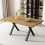 Oak & Black Rectangular Dining Table, Crossed Legs 1