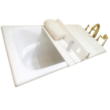 White Folding Bathtub Cover Tray PVC Dustproof Thermal Insulation Lid 175x75cm Fits Standard Tubs