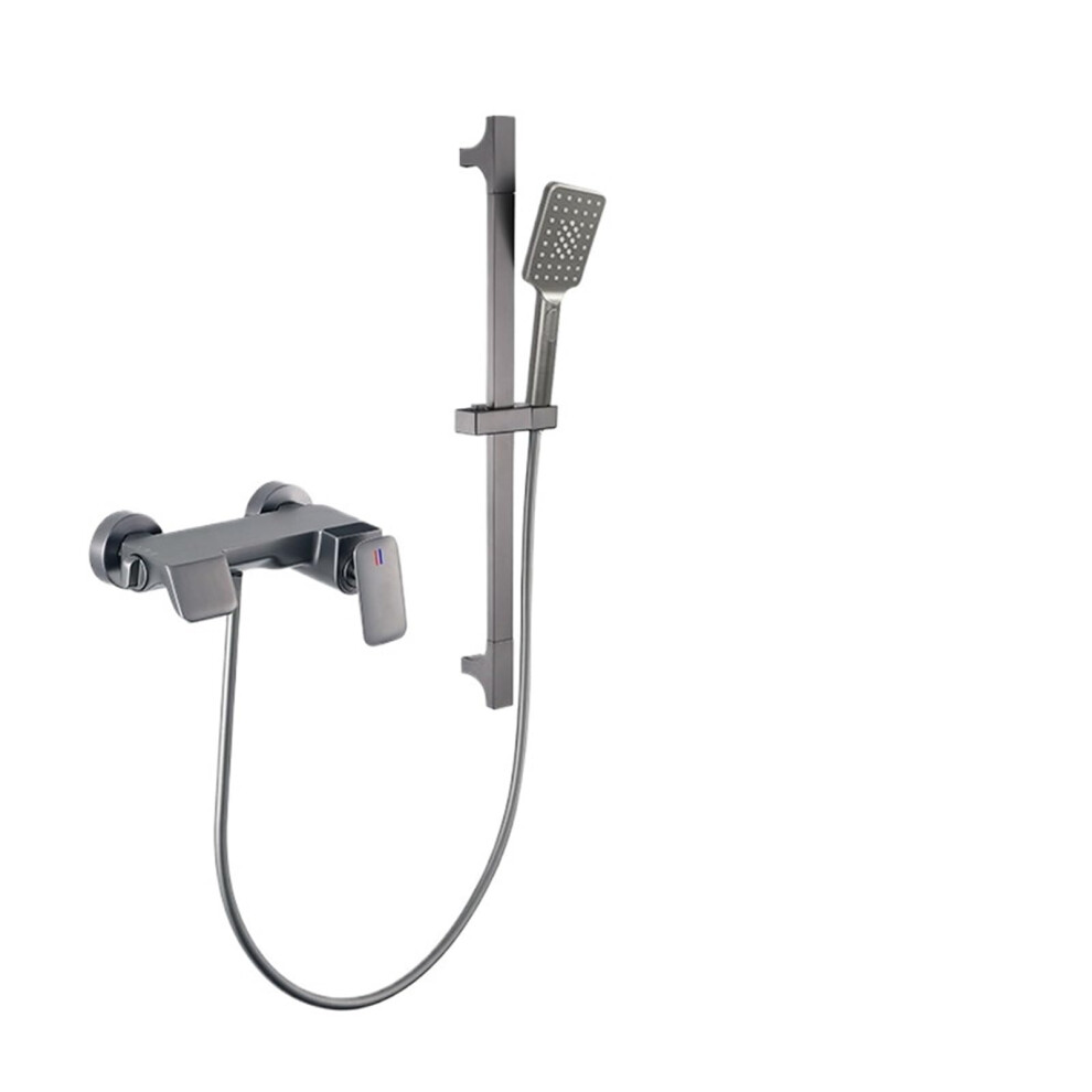 Chrome Grey Wall Mounted Bathtub Faucet Set With Waterfall Spout And Handheld Shower Mixer 9044945351361