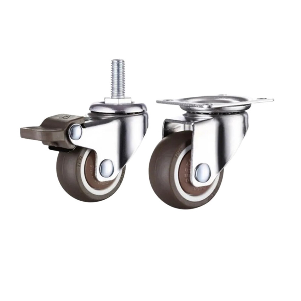 1.25 Inch Rubber Swivel Caster Wheels With Brake For Furniture And Equipment Smooth Rolling 9164114141378