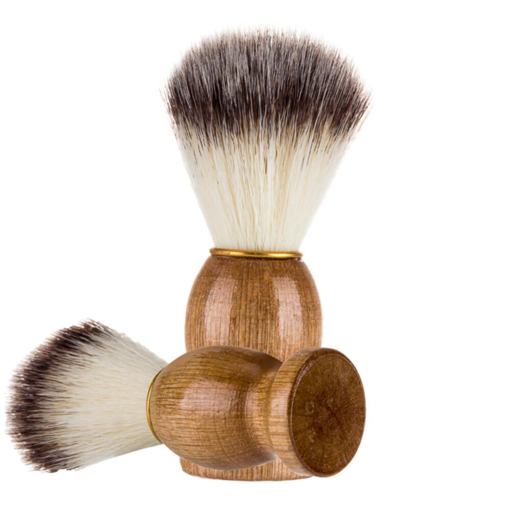 Shaving Brush with Wooden Handle and Nylon Bristles for Men Beard Care Travel and Daily Use