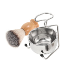 Stainless Steel Shaving Brush Set for Men with Holder, Gentle Bristles, Complete Wet Shaving Kit