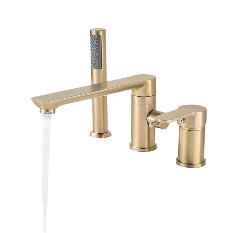 Brushed Gold Bathtub Faucet With Handheld Shower Head Black Brass Widespread Mixer Tap 9174973426646