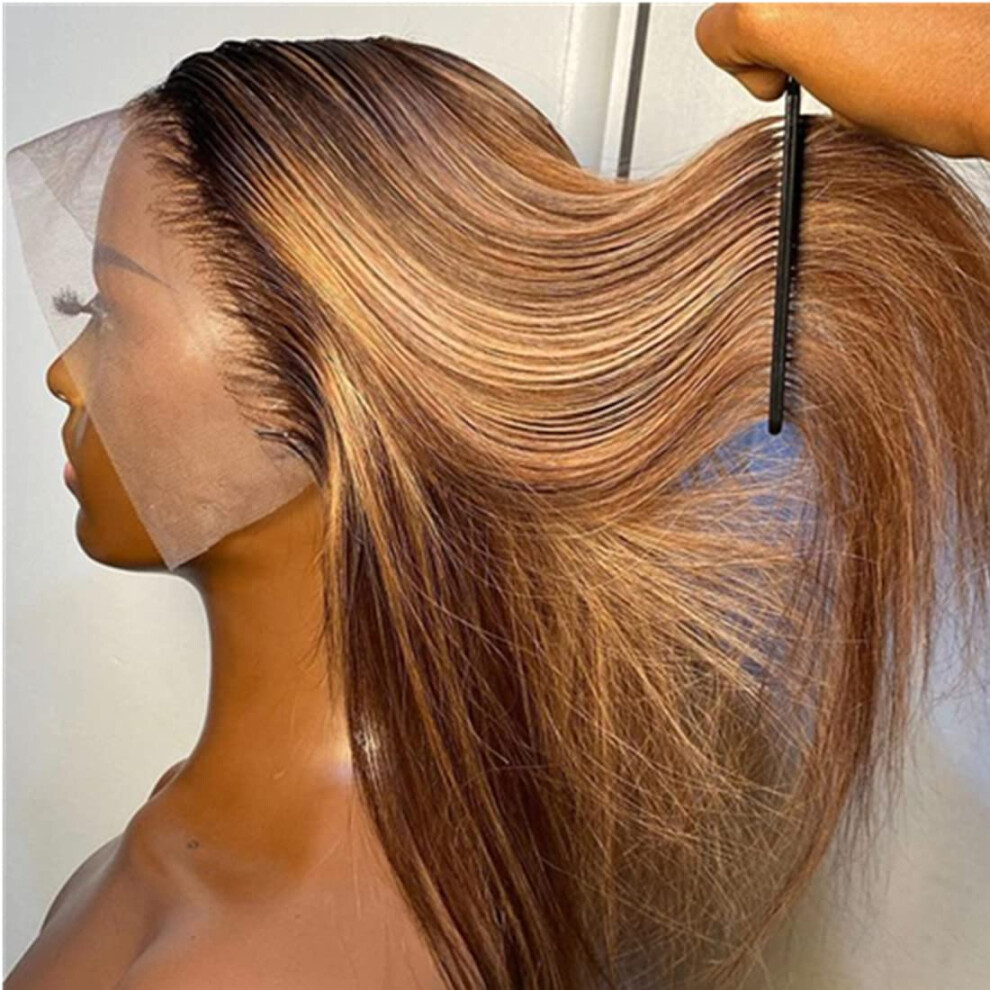 Unisex Human Hair Lace Front Wig 13X4 Hd Lace Honey Blonde Ombre 150 Density Pre Plucked Glueless
