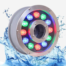 LED Fountain Light IP68 Waterproof 12V RGB Underwater Pond Lamp 304 Stainless Steel Warm White