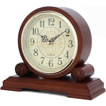 Vintage Wood Mantel Clock with Silent Sweep Movement, Battery Operated for Living Room Decor