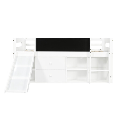 3ft Single Modern Wood Bed with Slide & Blackboard
