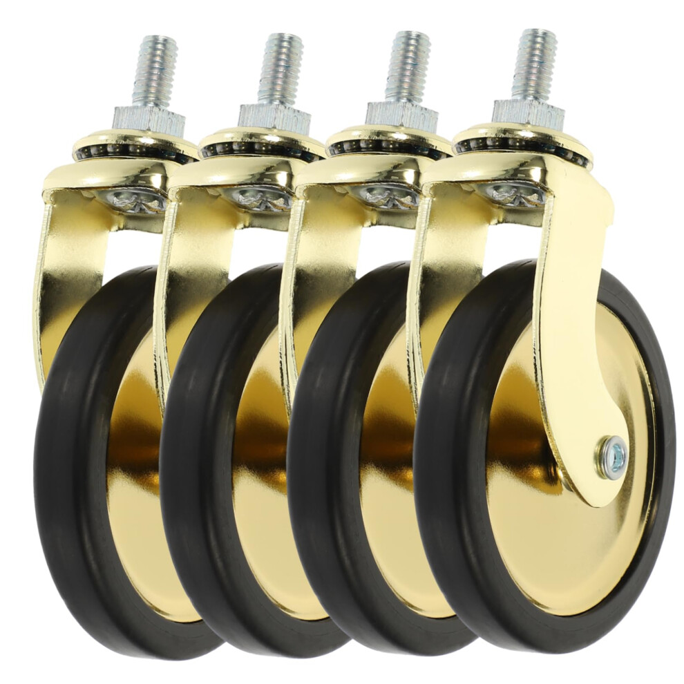 4Pcs Heavy Duty Gold Plated Swivel Caster Wheels For Furniture And Small Carts Quiet Wearresistant 9365369386785