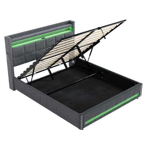 5ft King Upholstered Bed with Hydraulic Storage