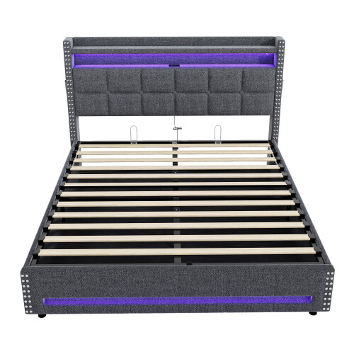 5ft King Upholstered Bed with Hydraulic Storage 2