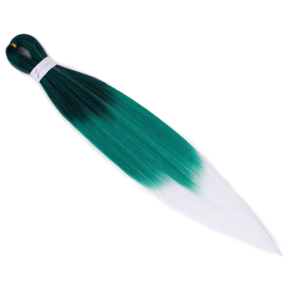 Unisex Green 26 Inch Synthetic Braiding Hair Extensions Ombre Prestretched Long Crochet Braids