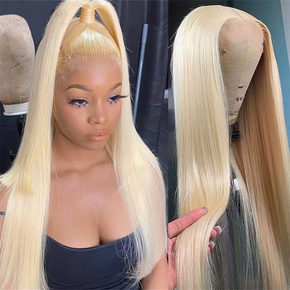 613 Blonde Lace Front Wig 13x4 HD Transparent Brazilian Human Hair Straight 180% Density