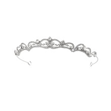 Silver Baroque Bridal Tiara with Rhinestones, Elegant Crystal Crown for Wedding or Birthday