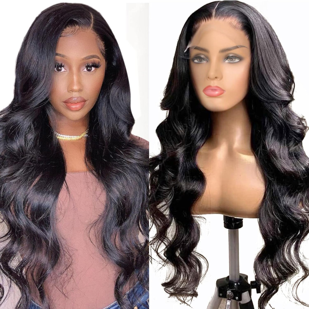 24 Inch Body Wave Human Hair Lace Front Wig 5x5 HD Lace Frontal Glueless Pre Plucked