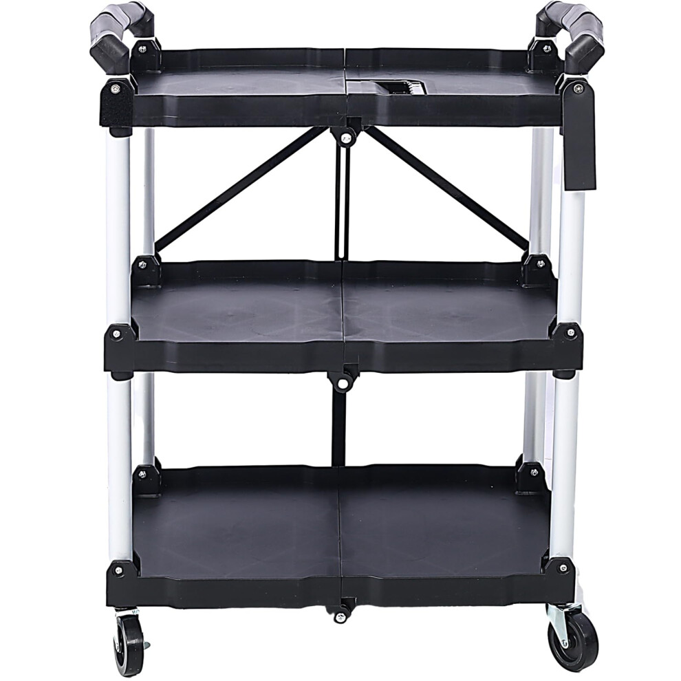 3Tier Folding Utility Cart With Shelves, 150 Lb Capacity, Collapsible Service Cart For Garage 9164114145376
