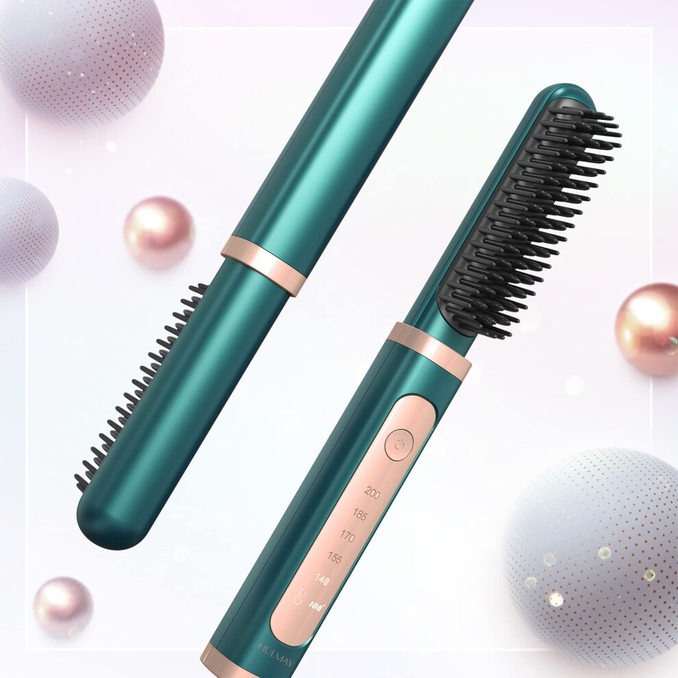 Hair Straightening Brush Ionic Hair Straightener Comb 2 in 1 Frizz Control 5 Heat Settings
