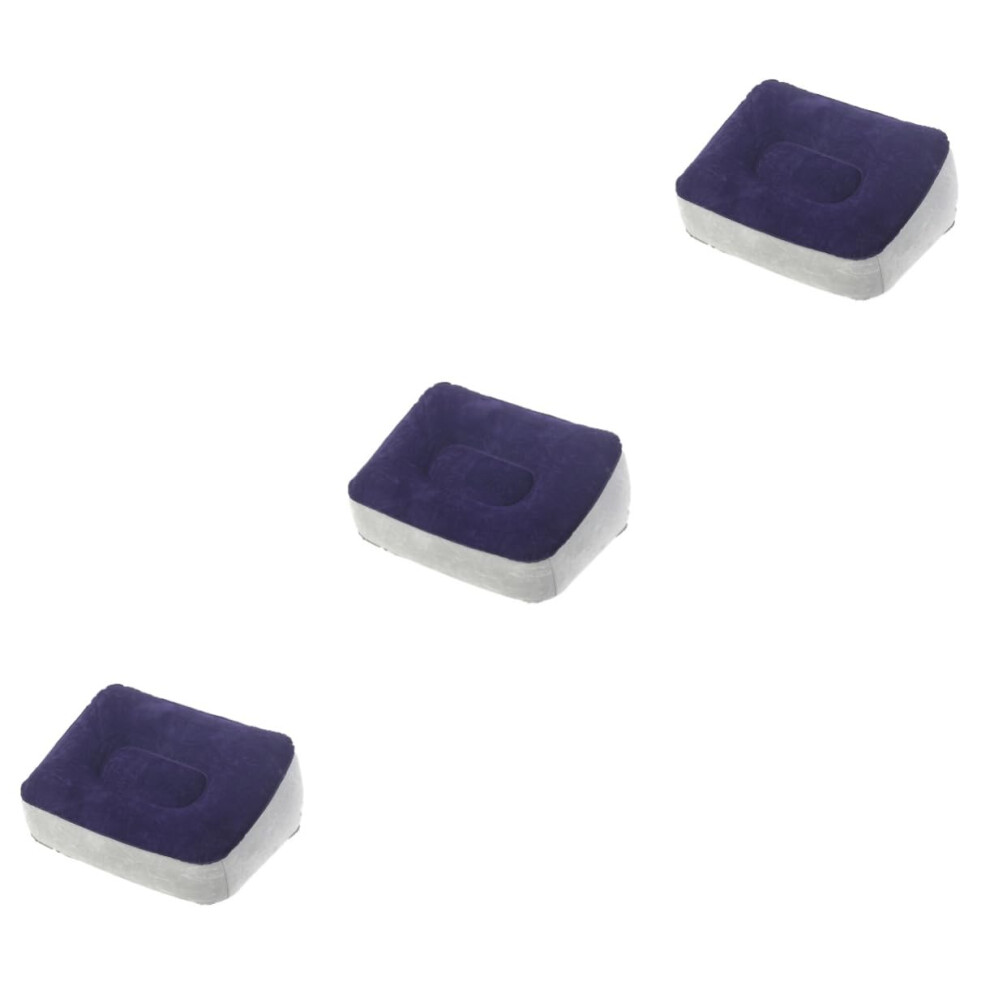 3pcs Inflatable Foot Rest Pillow with Soft Flocking Surface for Airplane Travel and Home