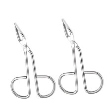 Stainless Steel Eyebrow Tweezers Set with Enhanced Grip Scissor Handle and Precision Slanted Tip