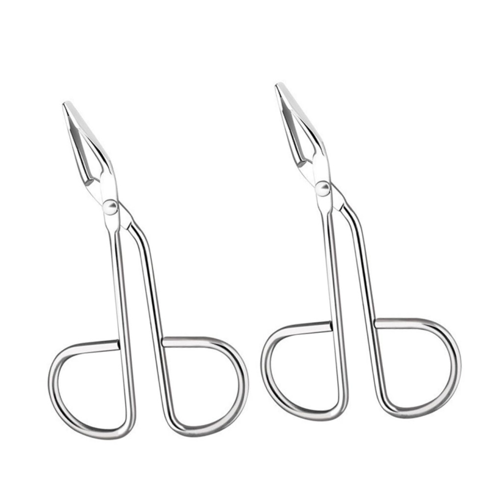 Stainless Steel Eyebrow Tweezers Set with Enhanced Grip Scissor Handle and Precision Slanted Tip