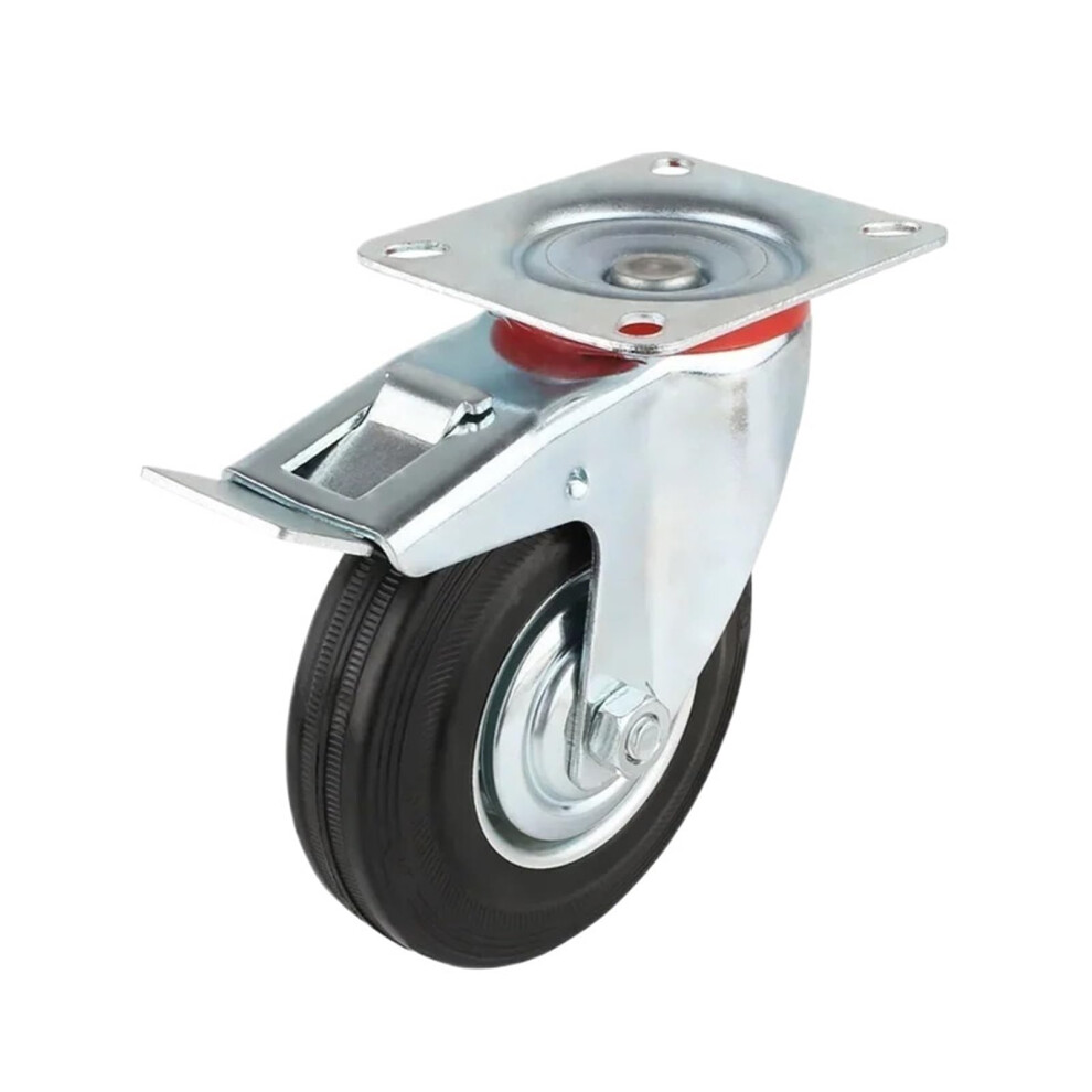 4Pcs 75Mm Heavy Duty Rubber Swivel Caster Wheels With Brake For Furniture And Trolley 9365369388055