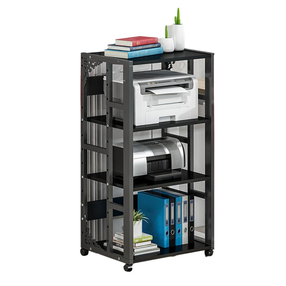 5 Tier Printer Stand With Wheels, Multipurpose Media Storage Cabinet For Office Or Home, Black 9164114146540