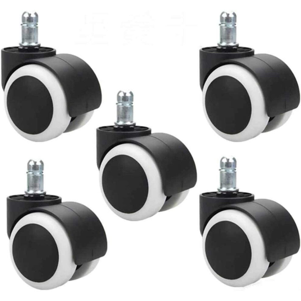 Office Chair Casters Set Of 5 Silent Polyurethane Replacement Wheels For Hardwood Floors Black 9164114146571