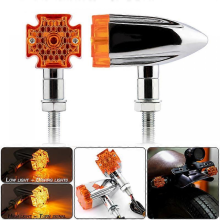 Stück verchromte LED-Blinker für Motorräder mit Malteserkreuz-Motiv, vorne und hinten, kompatibel mit Harley Chopper, Bobber, Custom Racer