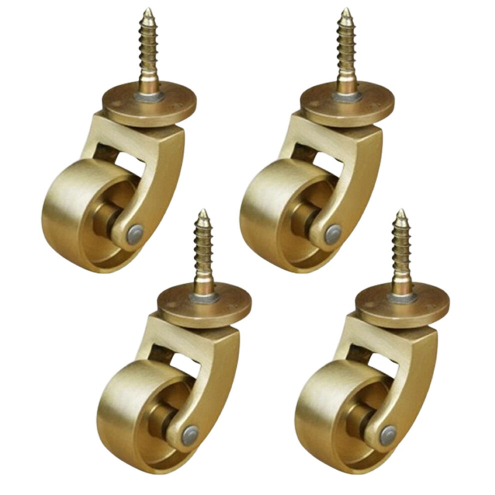 4 Pack Brass Furniture Casters With 360 Swivel Rotation, Brushed Gold Finish, Durable Solid Brass Wheels For Chairs And Cabinets 9164114146878