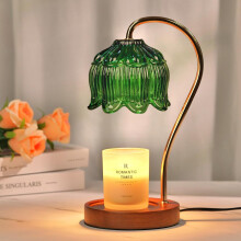 Candle Warmer Lamp with Timer, Dimmable Vintage Glass Flower Design, Flameless Candle Melter Light