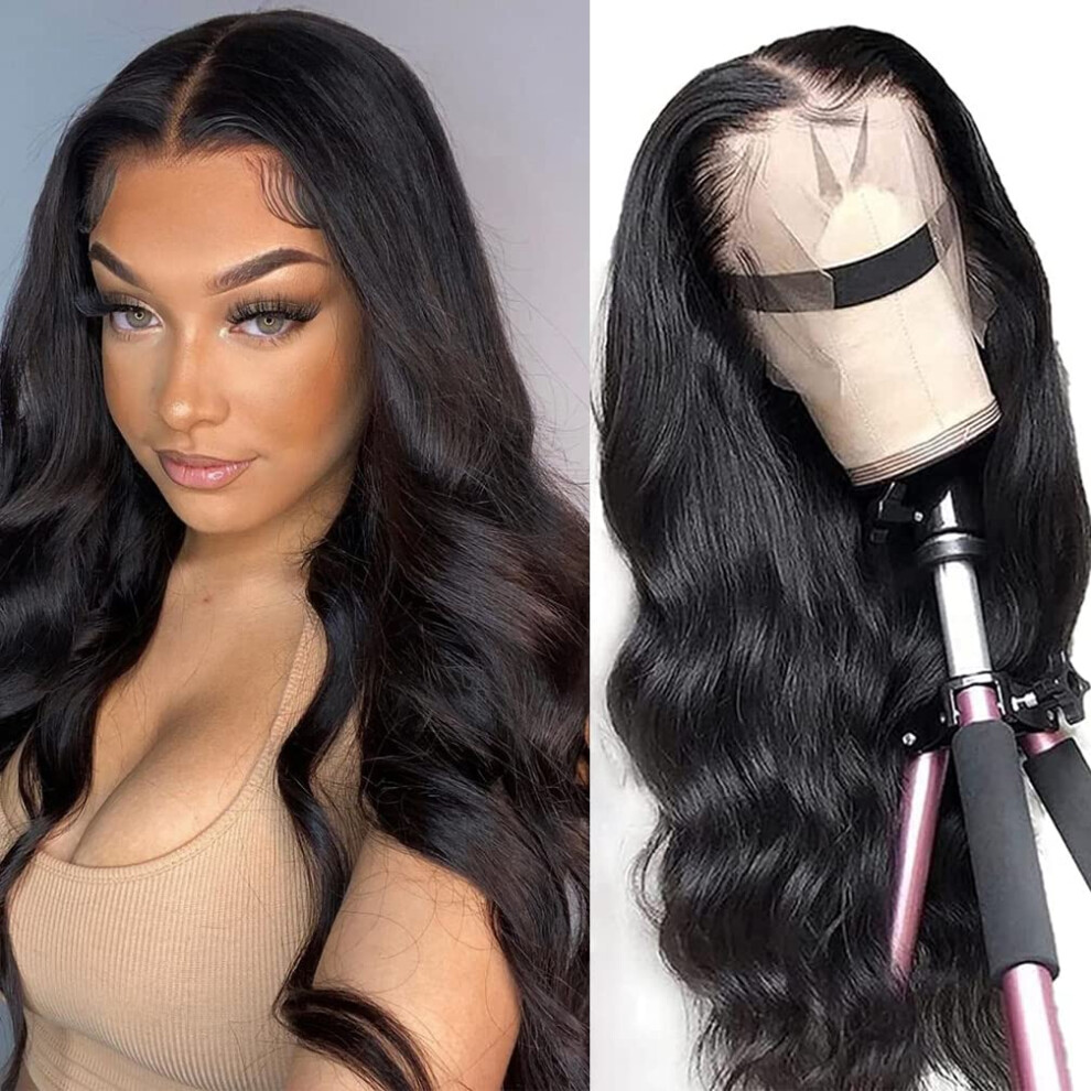Unisex 26 Inch Brazilian Body Wave Human Hair Lace Front Wig 13X4 Hd Glueless Pre Plucked Natural Hairline