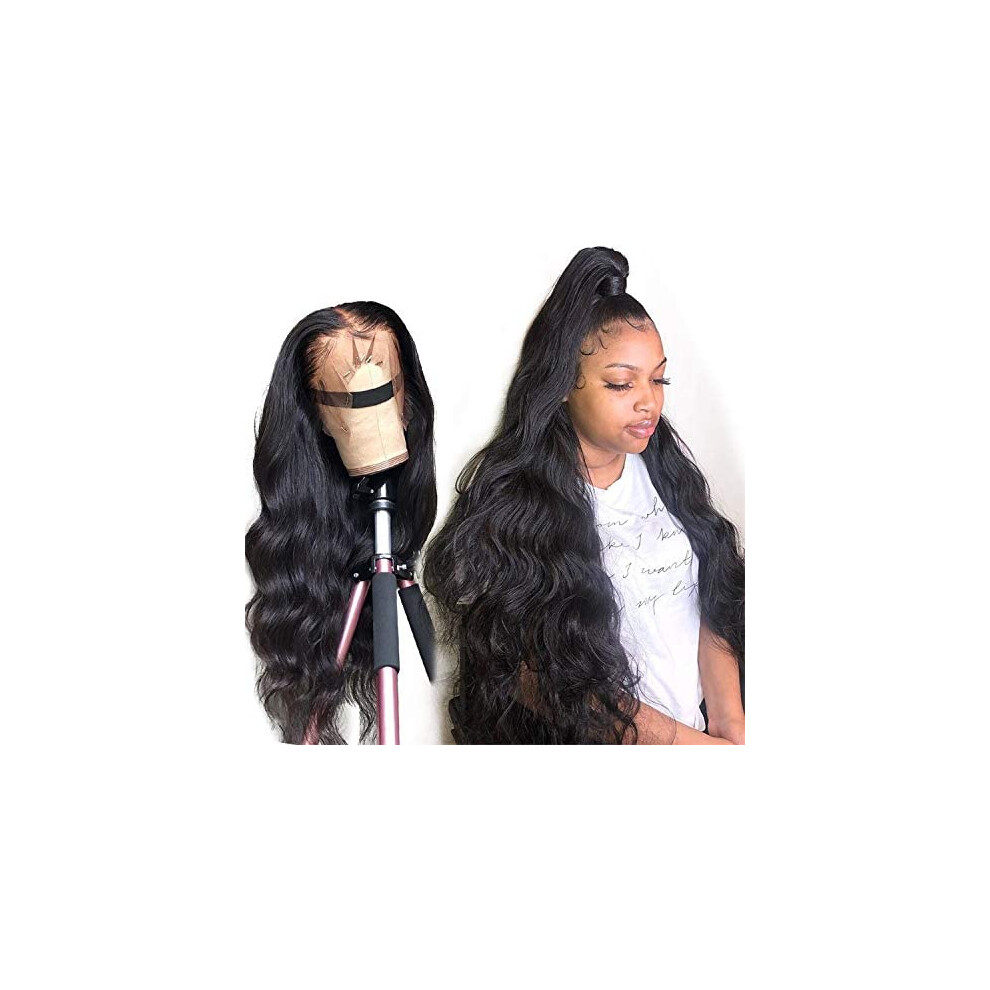 22 Inch Wet and Wavy Brazilian Human Hair Lace Front Wig Pre Plucked Natural Color Glueless