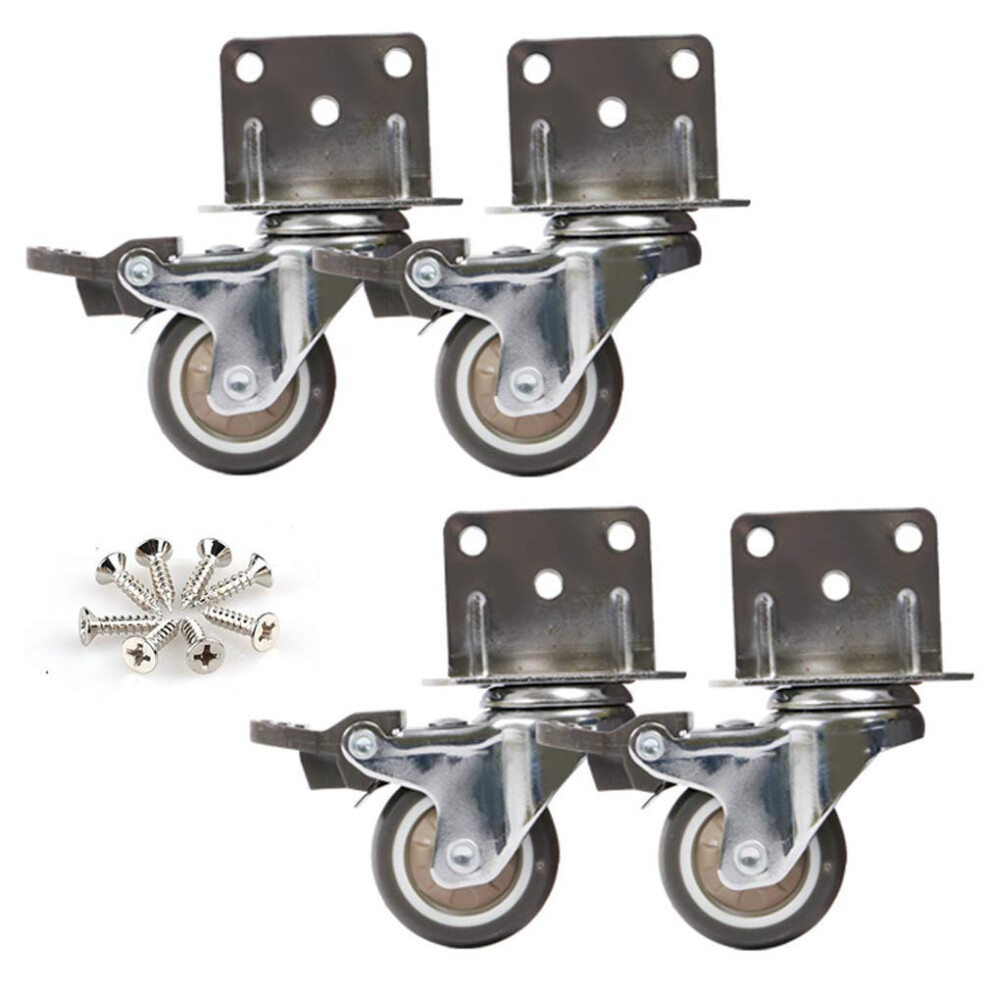 Furniture Caster Wheels With Brakes, Silent Swivel Nylon Casters, 1 Inch Rubber, Smooth Quiet Movement 9164114147653