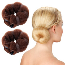 Small Hair Bun Maker for Kids Ballet Brown NoPin Hair Styling Tool Dual Pack Set
