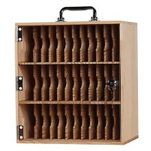 36 Slot Wooden Cell Phone Storage Box with Lock and Charging Function for Classroom or Office