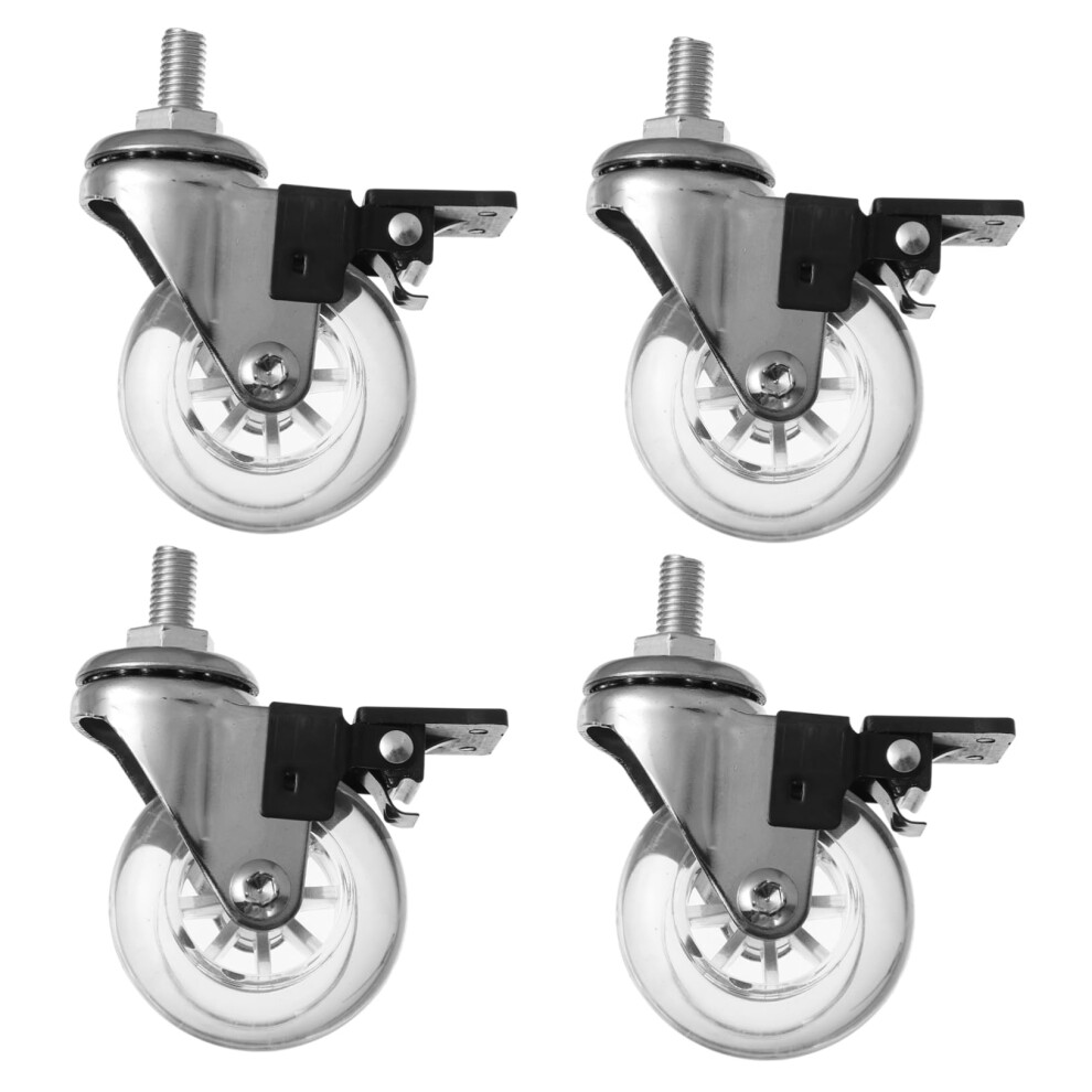 4Pcs Transparent Swivel Caster Wheels With Brakes For Smooth Silent Mobility On Furniture And Carts 9164114148568