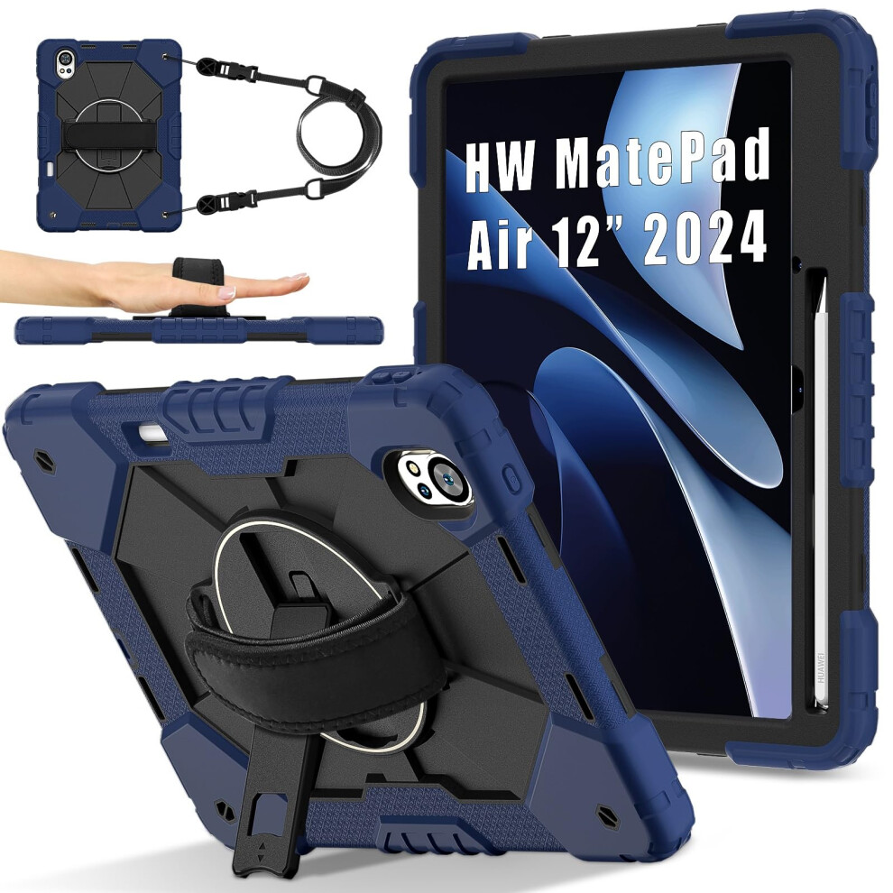2024 Shockproof Fullbody Rugged Cover Case With Pencil Holder And 360 Kickstand For Huawei Matepad Air 12 9044945356991