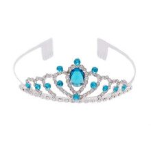 Light Blue Princess Crown with Combs Rhinestone Tiara for Wedding Birthday Prom