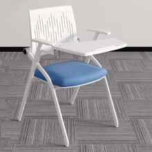 Ergonomic Office Mesh Chair with Folding Frame and Rotating Writing Board for Classroom and Meeting, Blue