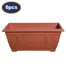6Pc 40cm Window Box Planter Plastic Venetian Flower Pot Terracotta Garden Basket