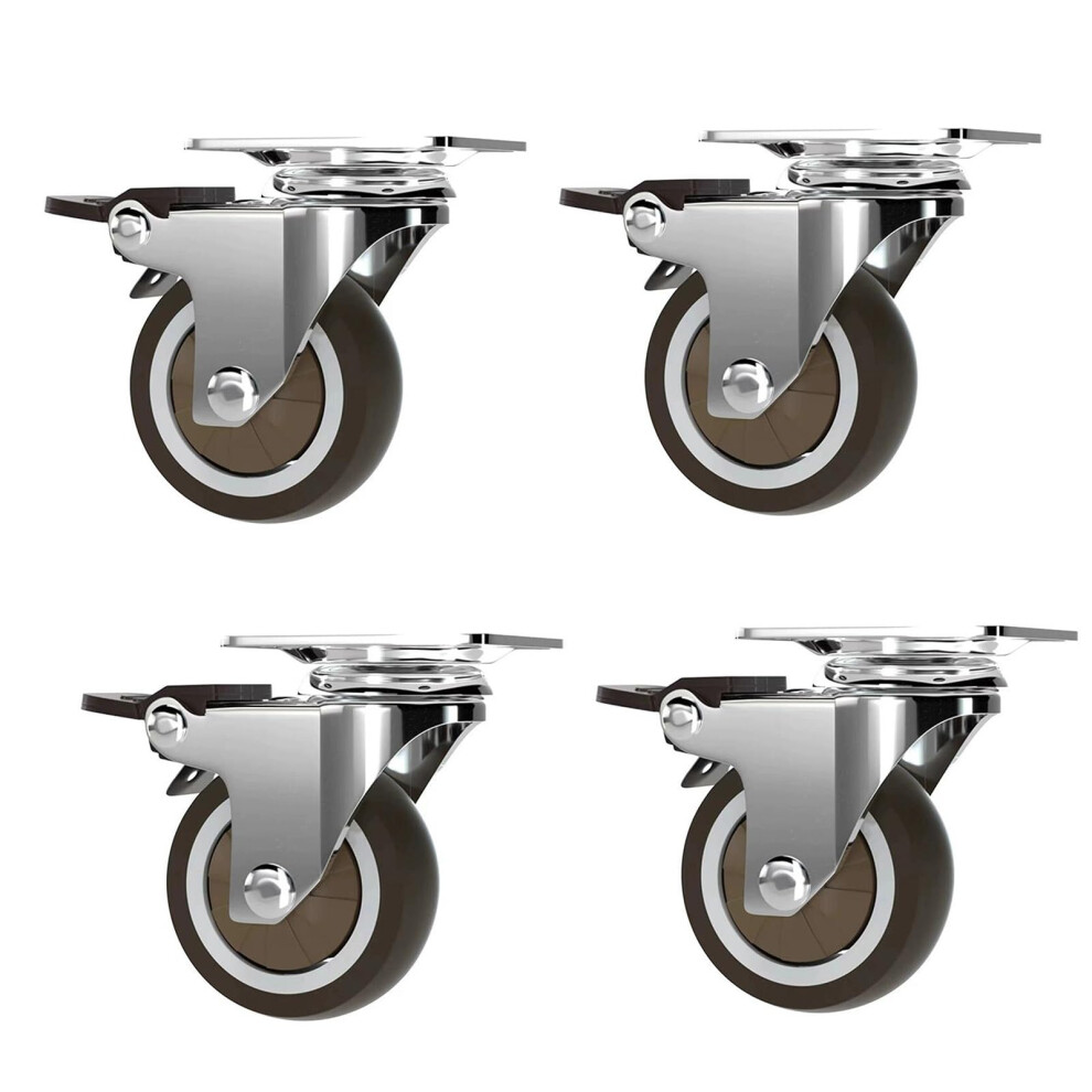 Furniture Casters Set Of 4, 1 Inch 1.25 Inch Rubber Swivel Wheels, Silent Smooth Rolling, Floor Safe 9164114149350