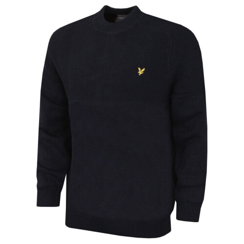 Lyle & Scott Mens Seed Stitch Mock Neck Eagle Logo Pullover Sweater