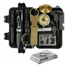 14in1 Survival Gear Kit with Waterproof Shockproof Case for Outdoor Camping Hiking Emergency Use