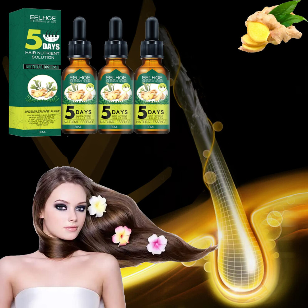 Ginger Hair Growth Serum with Natural Extract for Thinning Hair and Hair Regrowth Treatment 3PCS