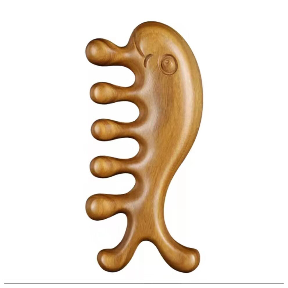 Unisex Sandalwood Massage Comb Head With Antistatic Wide Teeth For Scalp Therapy And Hair Detangling
