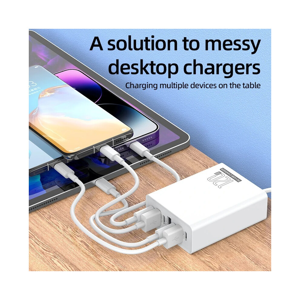 120W Charger Head 3Usb+4Pd Fast Charging W/ Cable For Android Phone Huawei Tablet 703052541568